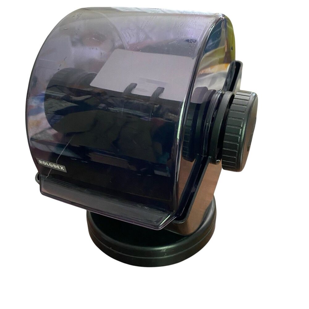 Vintage Rolodex Swivel File NSW-24C Covered Rotary Card File Black + 168 Cards